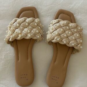 a new day Cream Pearl-Embellished Sandals